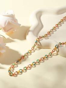 Mehrere Stücke ins-Stil Titanstahl Emaille Tropföl farbenfrohe Premium Halskette, individualistischer minimalistischer Hip-Hop-Schlüsselbein-Ketten-Set