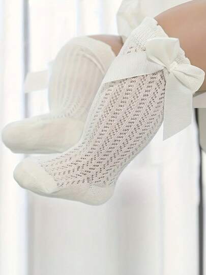 زوج من جوارب الربطة الطويلة من الشبكة للأطفال مع حبال عريضة ضد البعوض بطراز الصيف