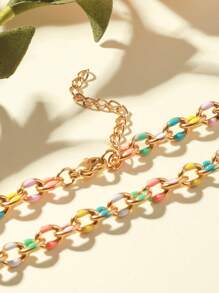 Mehrere Stücke ins-Stil Titanstahl Emaille Tropföl farbenfrohe Premium Halskette, individualistischer minimalistischer Hip-Hop-Schlüsselbein-Ketten-Set