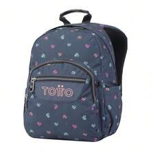 TOTTO Mochila escolar estampado corazones  Tempera 12x36x27 cm Exterior: Poliester 100% Forro: Poliester 100% - ✅ Entrega 24/72h a España (península) - Negro - Ver 6