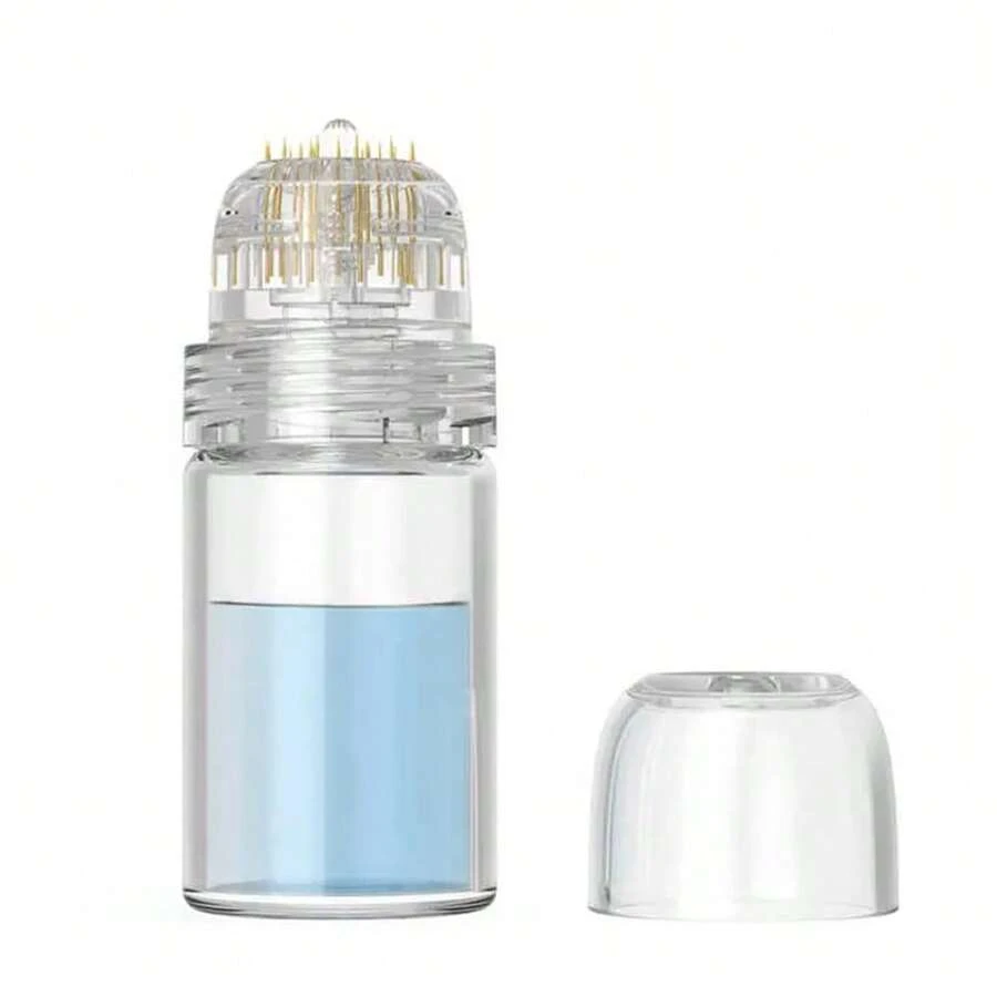 Set de microagujas de titanio y oro con 20 agujas de titanio, sello de hidroderma, botella de 10ml de sistema de microagujado de oro con toque fino para mesoterapia - transparente - Ver 1