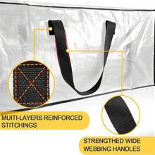 1包2包4包拉链透明储物袋，大型搬家袋，重型超大塑料衣物收纳袋，大学宿舍包装袋，带强力手柄 - 透明白 - 查看 9