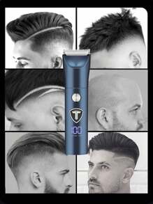 New Multi-Functional Electric Hair Clipper Rechargeable Shaver Professional Barber Electric Fader Adjustable Head,Five-In-One - Blue - View 3