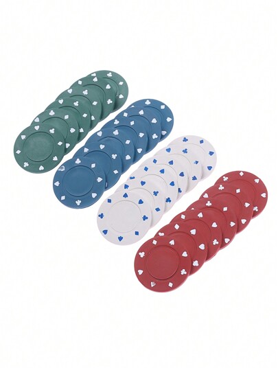 24 pezzi di fiches da poker Texas in 4 colori, medaglie commemorative, fiches da poker in plastica bianca, rossa, verde e blu per intrattenimento familiare, feste, giochi, compleanni, Natale, giochi di coppia, giochi di gruppo, feste di Capodanno, giochi con alcol, regali di San Valentino, giochi matrimoniali, regali di Capodanno