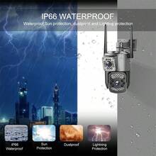 1 件 WiFi 双镜头摄像机，全彩日夜户外防水监控 360° 家用 IP 摄像机，适用于智能手机远程访问，支持双向音频 - 灰色 - 查看 4