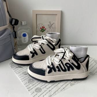 女士厚底休闲运动平底运动鞋，低帮系带舒适运动鞋，适合所有季节