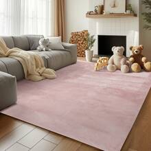Solid Plush Area Rug Performance Shaggy Rug Washable Area Rug Indoor Entryway Doormat Soft Rug Modern Faux Wool Rug Cozy Non Slip Carpet For Living Room Kids Room Bedroom Nursery - Berwarna merah muda - View 1