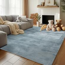 Solid Plush Area Rug Performance Shaggy Rug Washable Area Rug Indoor Entryway Doormat Soft Rug Modern Faux Wool Rug Cozy Non Slip Carpet For Living Room Kids Room Bedroom Nursery - 藍色 - 查看 1