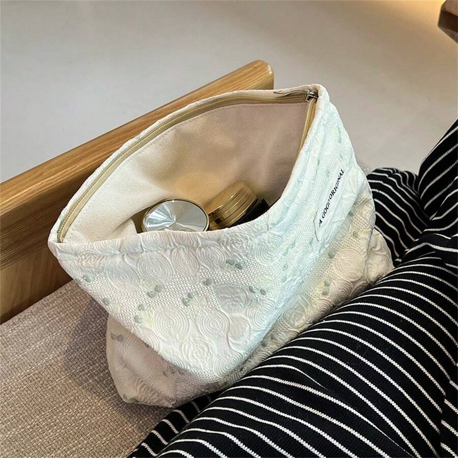 Girls Make-Up Bag Large-Capacity Portable Skin Care Products Collection Bag Freshness Certificate Store Hand Bag - Beige - View 1