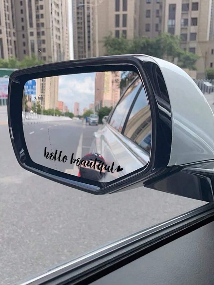 RandySticker Hallo Series-- English Inspirational Car Decoration Sticker Rearview Mirror Decal - Black Style a - View 1