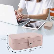 Travel Jewelry Box, PU Leather Small Jewelry Organizer For Women Girls, Double Layer Portable Mini Travel Case Display Storage Holder Boxes For Stud Earrings, Rings, Necklaces, Bracelets