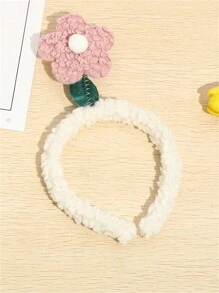 1pc Ladies Plush Hairband Small Flower Headband Lamb Hair Cartoon Hair Clip Hair Accessories For Daily Face Washing Valentine's Day Valentines,Hairband,Hair Hoop Headbands
