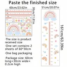 1pc Cartoon Rainbow Height Chart Wall Sticker, Decorative Sticker For Children Bedroom Study Room Living Room - Multicolor - View 2