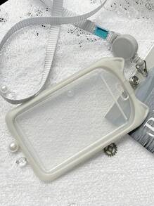 1 件猫耳设计女孩标签员工通行证工作卡保护套徽章夹带伸缩徽章卷轴卡夹卡夹钱包名片夹信用卡夹身份证夹卡片夹女士女士卡片钱包 - 灰色 - 查看 7