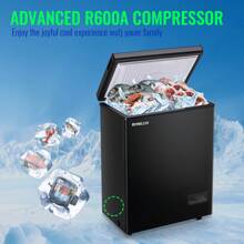 WANAI DEMULLER Deep Freezer Chest 3.5 Cubic Feet Freezers With Temperature Display Panel Mini Freezer With Removable Basket Suitable For Apartment Garage Dorm BLACK - Black - View 5