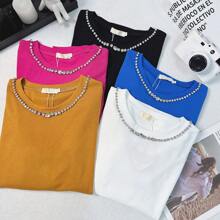 Women Knit Tops - trắng - Xem 3