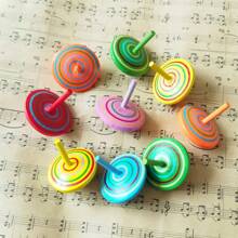 木質陀螺桌面減壓玩具，五件套彩色木製陀螺玩具，適用於遊戲派對禮物和生日禮物 - 彩色 - 查看 3