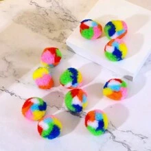 20pcs Boules de jouet pour chat en peluche de propylène de couleur arc-en-ciel, silencieuses, parfaites pour le jeu et le divertissement des chatons