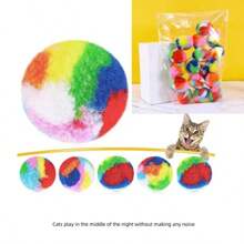 20pcs Boules de jouet pour chat en peluche de propylène de couleur arc-en-ciel, silencieuses, parfaites pour le jeu et le divertissement des chatons