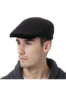 1pc Men Solid Color Flat Cap Newsboy Hat - Multicolor - View 8