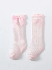 One Pair Of Baby Mesh Bowknot Long Socks Insect-Proof Socks For Summer