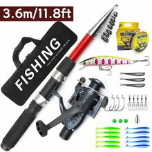 Spinning Fishing Rod Fiberand Reel Combo3M3.6M Telescopic Rod WithFishing Reel Max Drag 5kg Fishing - Red - View 11