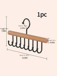 8 Hooks Multi-Functional Wooden Hanger For Home Use, Suitable For Hanging Clothes, Bags, Bras, Etc. - Apricot - View 5