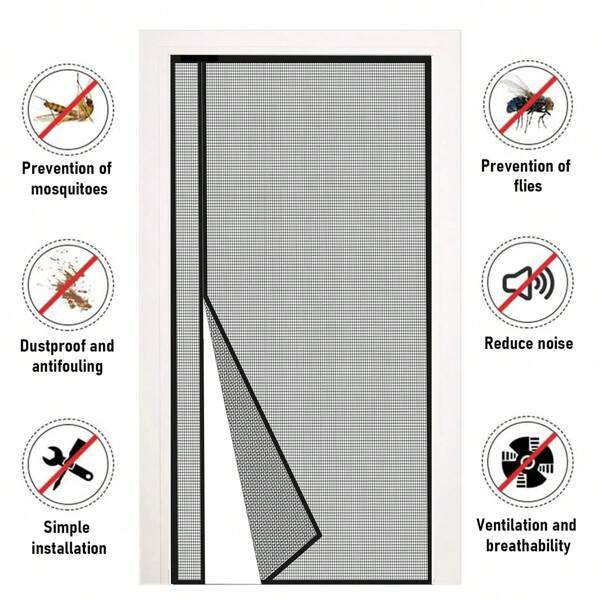 Magnetische abgeschirmte Tür, mit linkem und rechtem drehbarem Öffnungssystem, einfach zu installieren, verstärktes Polyester, um Kratzer durch kleine Haustiere zu vermeiden, mit Haken, schwarz