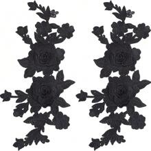 Một Đen Hòa tan trong nước Thêu Hoa Patch Đối với Đồ trang trí Hoặc Sửa chữa - màu đen - Xem 1