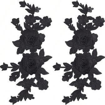 Ein schwarzes, wasserlösliches Stickerei-Blumen-Set zur Dekoration oder Reparatur