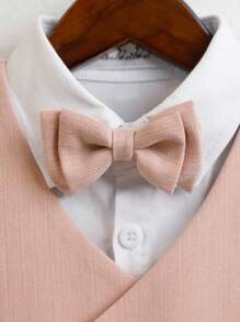 Young Boy 4-Piece Set Formal Vest Short-Sleeve Shirt Pants Bow Tie Suit Summer - Pink - View 8