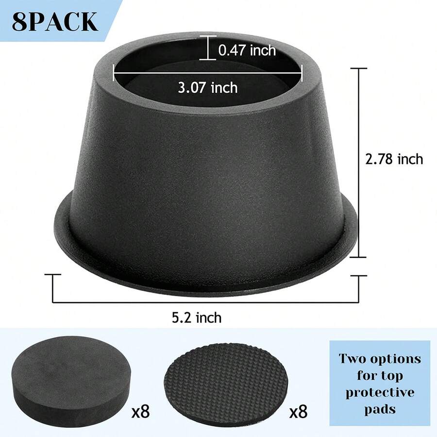 Set Of 8 Pieces Round Bed Risers 3 Inch Heavy Duty Furniture Risers