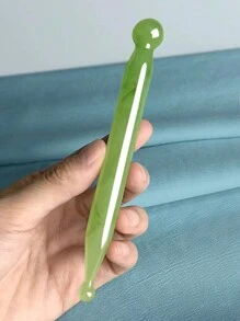 1 Stück Massagestab für Gesicht & ganzen Körper mit Akupressur, Schaben Gua und Akupunktur Funktion, Massagetool, Schönheit, Hautpflege Produkte, Spa, Selbstpflege, Hautpflegewerkzeuge, Gesichtspflege, Ästhetikerbedarf, Massage, Gesichtsmassagetool, Gesichtsroller - Grün - Übersicht 3