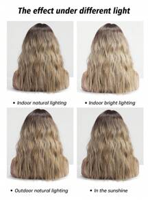 16 Inch Ombre Brown Blond Culy Wavy Wigs With Bangs, Adorable Short Hairstyle Natural Looking Heat Resistant Synthetic Wig Daily Party Use - Brown Ombre - View 7