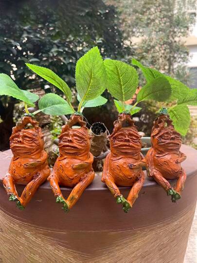 1pc, Funny Leaf Dwarf Resin Garden Forest Decoration, Mandrake Resin Statue, Micro Landscape Ornament, Outdoor Garden, Patio, Living Room, Bedroom, Outdoor, Decorative Resin Crafts