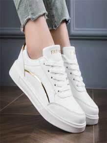 Zapatos blancos casuales de moda para mujer, antideslizantes con suela suave - Blanco - Ver 4