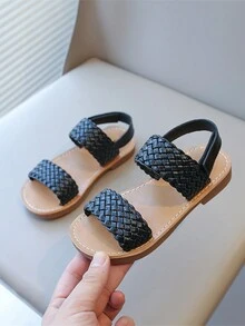 Sandales d"été pour filles Nouvelles sandales tissées de princesse pour filles coréennes pour enfants Nouveau style de printemps et d"été 2024 à bout ouvert