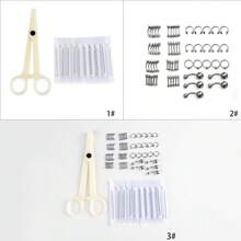 11/60/71pcs Disposable Body Piercing Tool Kit With 16g Stainless Steel Piercing Needles, Piercing Pliers, Lip/Microblanding/Nose/Tongue/Bellybutton Rings - Silver - View 1