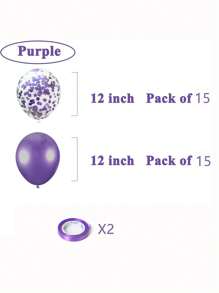 32pcs AULE Party Balloons Set Of 30 - Metallic Purple Balloons, Purple Confetti Balloons & 2 Ribbons - 12 Inch Purple Balloons Decoration Kit