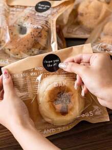 50 个牛皮纸面包袋（不含贴纸）用于烘焙早餐、吐司、三明治、菠萝包、汉堡包装 - 棕色 - 查看 11