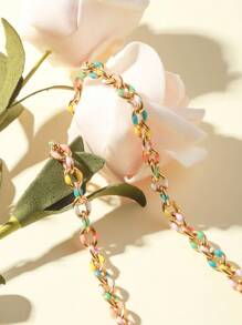 Mehrere Stücke ins-Stil Titanstahl Emaille Tropföl farbenfrohe Premium Halskette, individualistischer minimalistischer Hip-Hop-Schlüsselbein-Ketten-Set