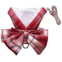 Pet Cute Bowknot Collar Dress With Harness, Leash, Cat Clothes, Dog Vest