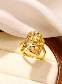 1 Chiếc Nhẫn Xếp Ly Vuông Bất Đối Xứng Thời Trang Cho Nữ Nhẫn Hình Học Bằng Thép Không Gỉ Quà Tặng Trang Sức Dự Tiệc Bãi Biển Mùa Hè - Vàng - Xem 8