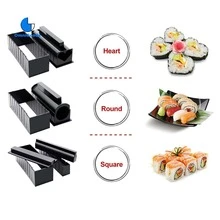 Kit de Herramientas para Hacer Sushi en Casa, Fácil de Usar, Moldeador de Sushi DIY con Varias Formas, Incluye Moldes de Corazón, Redondo, Cuadrado y Triángulo, Material Plástico Resistente, Accesorios de Corte y Servicio, Perfecto para Amantes del Sushi y Principiantes, Ideal para Crear Sushi de Restaurante Japonés en el Hogar, Apto para Lavavajillas, Color Negro - Sushi Maker Set Completo para Sorprender a Invitados con Creaciones Únicas y Deliciosas, Incluye Manual de Instrucciones Detallado. - Negro - Ver 6