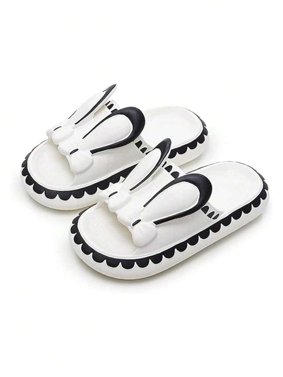 Rabbit Ear Design Indoor/Outdoor Slippers - White - View 1