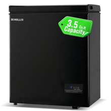 WANAI DEMULLER Deep Freezer Chest 3.5 Cubic Feet Freezers With Temperature Display Panel Mini Freezer With Removable Basket Suitable For Apartment Garage Dorm BLACK - Black - View 1