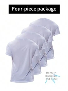 4 Stück/Set Herren ultradünne atmungsaktive Sport Kurzarm T-Shirts, leichte aktive Oberteile, Rundhalsausschnitt, geeignet für Laufen, Fitness, Training, Frühling/Sommer