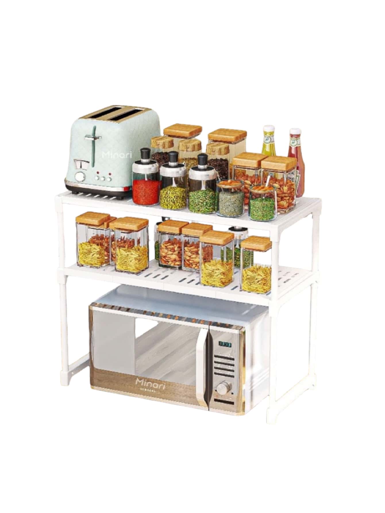 Estante rack organizador para cocina, estante organizador para microondas, rack organizador de cocina