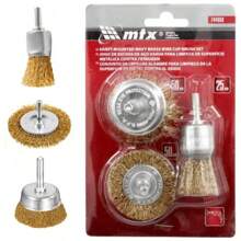 Escova de Aço Circular Kit c/ 3 Pçs Haste 6mm Escova Aco para Furadeira MTX - Dourado - Visão 1