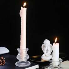 kit Castiçal de Vidro Detalhes Porta Velas Decoração de Luxo
